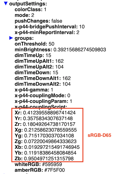 RGB conversion matrix properties